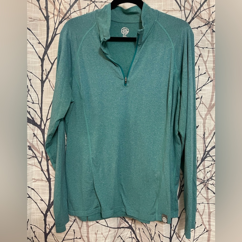 REI Co-Op plus size XXL teal 1/4 zip long sleeve